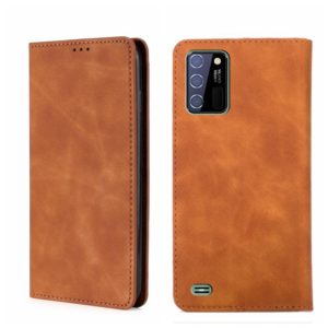 For Oukitel C25 Skin Feel Magnetic Horizontal Flip Leather Phone Case(Light Brown) (OEM)