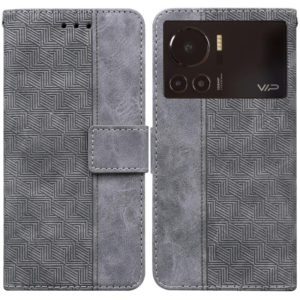 For Infinix Note 12 VIP Geometric Embossed Leather Phone Case(Grey) (OEM)