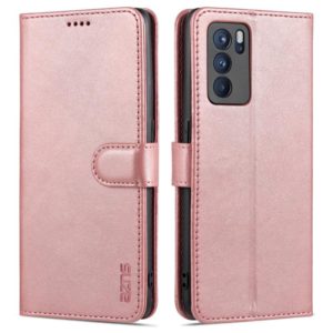 For OPPO Reno6 Pro 5G AZNS Skin Feel Calf Texture Horizontal Flip Leather Case with Card Slots & Holder & Wallet(Rose Gold) (AZNS) (OEM)