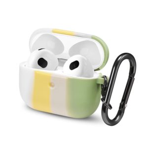 Four-color Rainbow Earphone Protective Case with Hook For AirPods 3(White + Yellow + Pink + Green) (OEM)