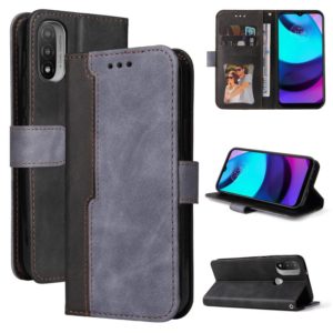 For Motorola Moto E40 / E30 / E20 Stitching-Color Flip Leather Phone Case with Holder(Grey) (OEM)
