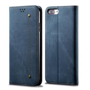 For iPhone 6 Plus / 6s Plus Denim Texture Casual Style Horizontal Flip Leather Case with Holder & Card Slots & Wallet(Blue) (OEM)