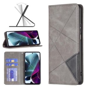 For Motorola Moto G200 5G / Edge S30 5G Prismatic Invisible Magnetic Leather Phone Case(Grey) (OEM)