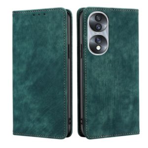 For Honor 70 RFID Anti-theft Brush Magnetic Leather Phone Case(Green) (OEM)