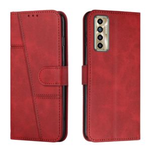 For Tecno Camon 17P Stitching Calf Texture Buckle Leather Phone Case(Red) (OEM)