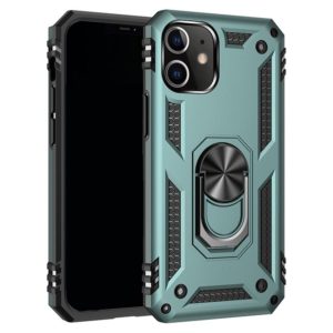 For iPhone 12 mini Shockproof TPU + PC Protective Case with 360 Degree Rotating Holder(Green) (OEM)