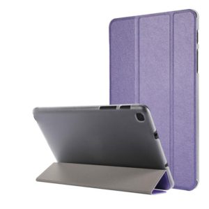 Silk Texture Three-fold Horizontal Flip Leather Case with Holder For Samsung Galaxy Tab A7 Lite 8.7 T220 / T225(Purple) (OEM)