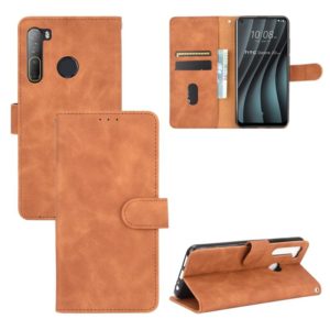 For HTC Desire 20 Pro Solid Color Skin Feel Magnetic Buckle Horizontal Flip Calf Texture PU Leather Case with Holder & Card Slots & Wallet(Brown) (OEM)