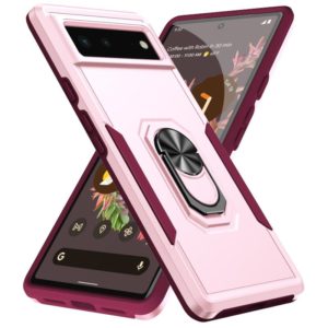 For Google Pixel 6 Pioneer Armor Heavy Duty PC + TPU Holder Phone Case(Pink) (OEM)