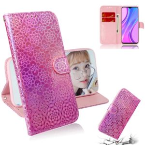 For Xiaomi Redmi 9 Solid Color Colorful Magnetic Buckle Horizontal Flip PU Leather Case with Holder & Card Slots & Wallet & Lanyard(Pink) (OEM)