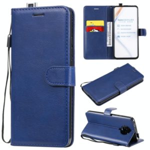 For Xiaomi Redmi K30 Pro Solid Color Horizontal Flip Protective Leather Case with Holder & Card Slots & Wallet & Lanyard(Blue) (OEM)