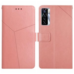 For Tecno Camon 17 Pro HT01 Y-shaped Pattern Flip Leather Phone Case(Pink) (OEM)
