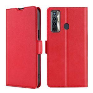 For Tecno Camon 17 Ultra-thin Voltage Side Buckle PU + TPU Horizontal Flip Leather Case with Holder & Card Slot(Red) (OEM)