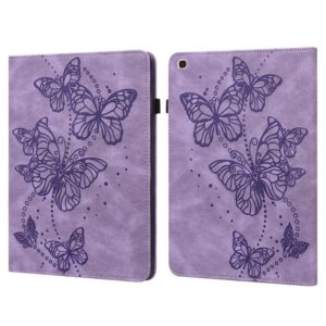 For Samsung Galaxy Tab A 10.1 (2019) T510 Embossed Butterfly Pattern Horizontal Flip Leather Tablet Case(Purple) (OEM)
