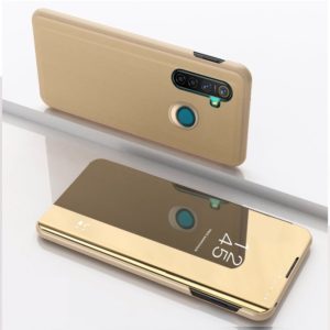 For OPPO Realme 5 Pro Plated Mirror Horizontal Flip Leather with Stand Mobile Phone Holster(Gold) (OEM)