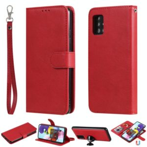 For Samsung Galaxy A51 5G 2 in 1 Solid Color Detachable PU Leather Case with Card Slots & Magnetic Holder & Photo Frame & Wallet & Strap(Red) (OEM)