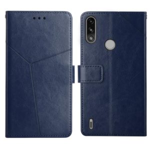 For Motorola Moto E7 Power Y Stitching Horizontal Flip Leather Phone Case with Holder & Card Slots & Wallet & Photo Frame(Blue) (OEM)