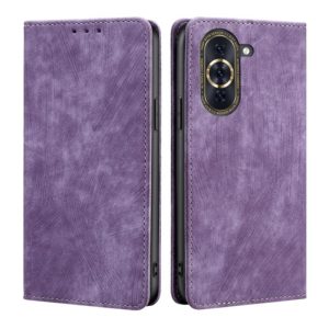 For Huawei Nova 10 Pro RFID Anti-theft Brush Magnetic Leather Phone Case(Purple) (OEM)