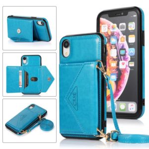 For iPhone X / XS Multi-functional Cross-body Card Bag TPU+PU Back Cover Case with Holder & Card Slot & Wallet(Blue) (OEM)