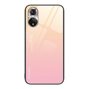 For Honor 50 Gradient Color Glass Phone Case(Yellow Pink) (OEM)