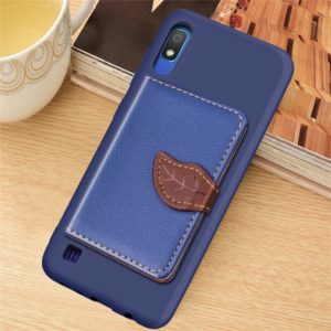 Litchi Pattern Card Bag Wallet Bracket + TPU Phone Case with Card Slot Wallet Bracket Function For Galaxy A10(Blue) (OEM)