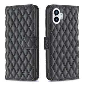 For Nothing Phone 1 Diamond Lattice Wallet Leather Flip Phone Case(Black) (OEM)