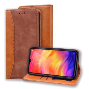 For Xiaomi Redmi Note 7 / Note 7 Pro Business Stitching Horizontal Flip Leather Case with Double Folding & Bracket & Card Slots & Photo Frame & Wallet(Brown) (OEM)