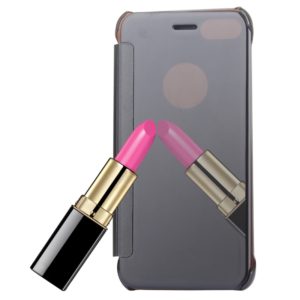 For iPhone 8 Plus & 7 Plus Plating Mirror Horizontal Flip Leather Case(Black) (OEM)