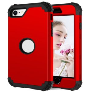 For iPhone SE 2022 / SE 2020 Silicone + PC Three-piece Anti-drop Mobile Phone Protection Back Cover(Red) (OEM)