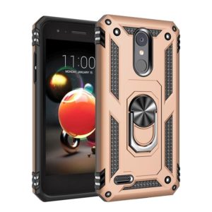 For LG Aristo 2 Shockproof TPU + PC Protective Case with 360 Degree Rotating Holder(Gold) (OEM)