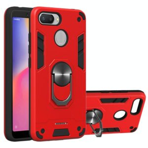 For Xiaomi Redmi 6 (Perforated) 2 in 1 Armour Series PC + TPU Protective Case with Ring Holder(Red) (OEM)