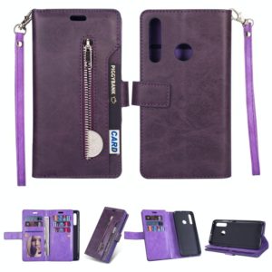 For Samsung Galaxy M30 / Galaxy A40s Multifunctional Zipper Horizontal Flip Leather Case with Holder & Wallet & 9 Card Slots & Lanyard(Purple) (OEM)