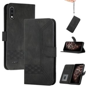 For LG K22 Cubic Skin Feel Flip Leather Phone Case(Black) (OEM)