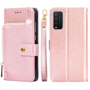 For TCL 205 Zipper Bag Leather Phone Case(Rose Gold) (OEM)