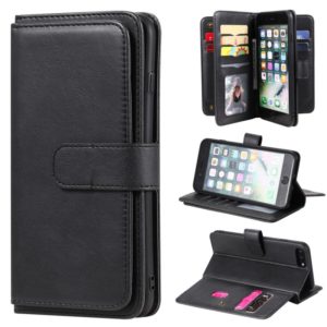 For iPhone 8 Plus & 7 Plus Multifunctional Magnetic Copper Buckle Horizontal Flip Solid Color Leather Case with 10 Card Slots & Wallet & Holder & Photo Frame(Black) (OEM)