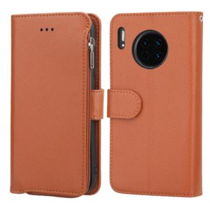 For Huawei Mate 30 Microfiber Zipper Horizontal Flip Leather Case(Brown) (OEM)