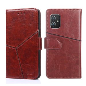 For Asus Zenfone 8 ZS590KS Geometric Stitching Horizontal Flip Leather Phone Case(Dark Brown) (OEM)