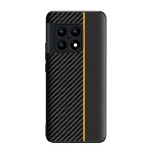 For OnePlus 10 5G Ultra-thin Carbon Fiber Texture Splicing Phone Case(Yellow) (OEM)