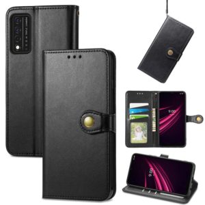 For T-Mobile REVVL V+ 5G Solid Color Leather Buckle Phone Case with Lanyard & Photo Frame & Card Slot & Wallet & Stand Function(Black) (OEM)