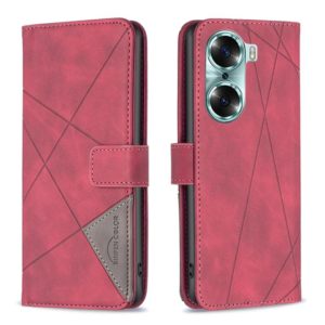 For Honor 60 Rhombus Texture Magnetic Buckle Horizontal Flip Leather Phone Case(Red) (OEM)