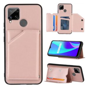 For OPPO Realme C15 Skin Feel PU + TPU + PC Back Cover Shockproof Case with Card Slots & Holder & Photo Frame(Rose Gold) (OEM)
