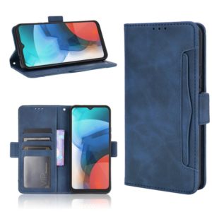 For Motorola Moto E7 Skin Feel Calf Pattern Horizontal Flip Leather Case with Holder & Card Slots & Photo Frame(Blue) (OEM)