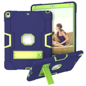 For iPad 10.5 Contrast Color Silicone + PC Combination Case with Holder(Navy Blue +Olivine) (OEM)