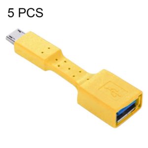 5 PCS Micro USB Male to USB 3.0 Female OTG Adapter (Yellow) (OEM)