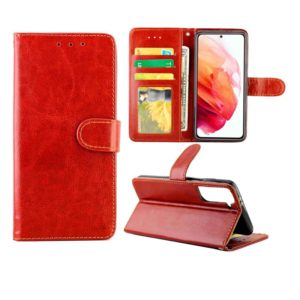 For Samsung Galaxy S21 5G Crazy Horse Texture Leather Horizontal Flip Protective Case with Holder & Card Slots & Wallet & Photo Frame(Brown) (OEM)