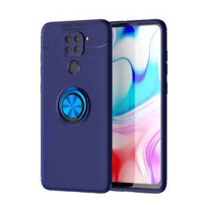 For Xiaomi Redmi Note 9 Metal Ring Holder 360 Degree Rotating TPU Case(Blue+Blue) (OEM)