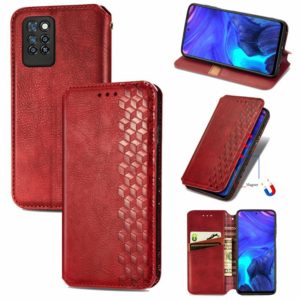 For Infinix Note 10 Pro Cubic Grid Pressed Horizontal Flip Magnetic PU Leather Case with Holder & Card Slots & Wallet(Red) (OEM)