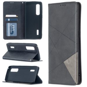 For OPPO Find X2 Pro Rhombus Texture Horizontal Flip Magnetic Leather Case with Holder & Card Slots(Black) (OEM)
