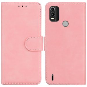 For Nokia C21 Plus Skin Feel Pure Color Flip Leather Phone Case(Pink) (OEM)