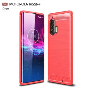 For Motorola Moto Edge Plus Brushed Texture Carbon Fiber TPU Case(Red) (OEM)